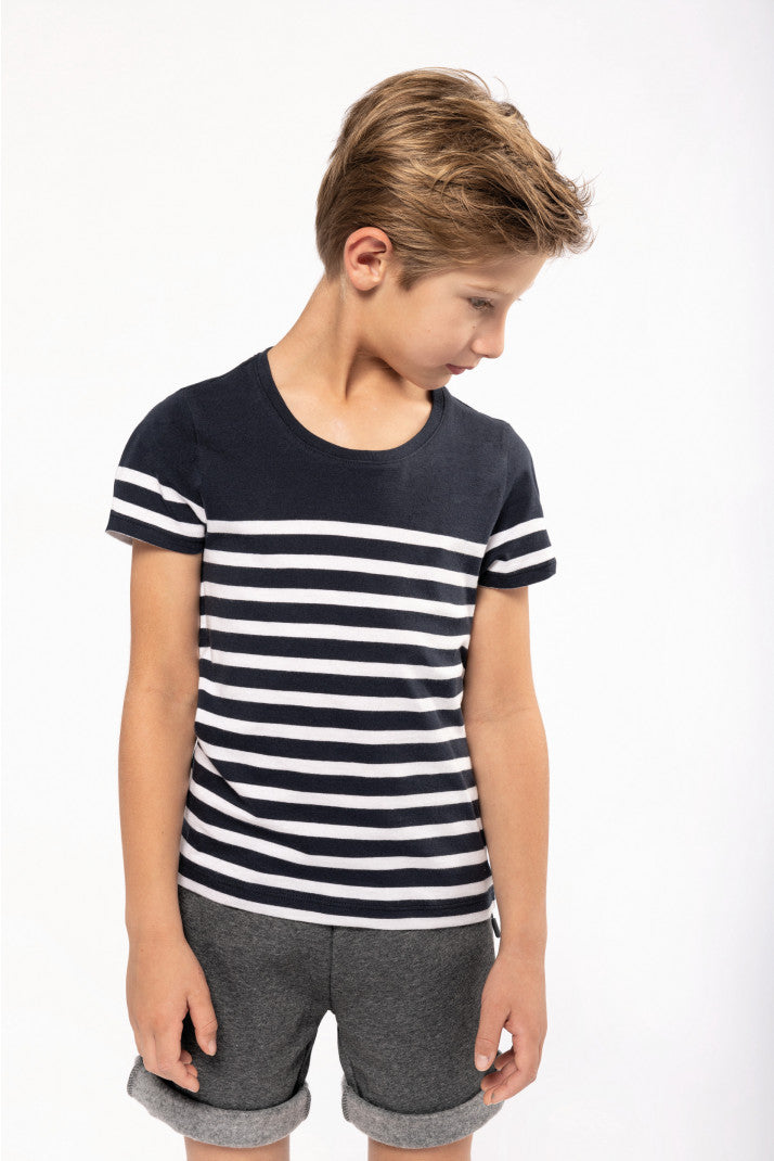 Kids' Organic Cotton Crew Neck Sailor T-shirt - K3035