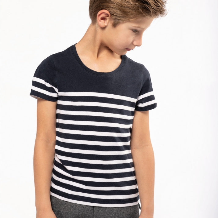 Kids' Organic Cotton Crew Neck Sailor T-shirt - K3035