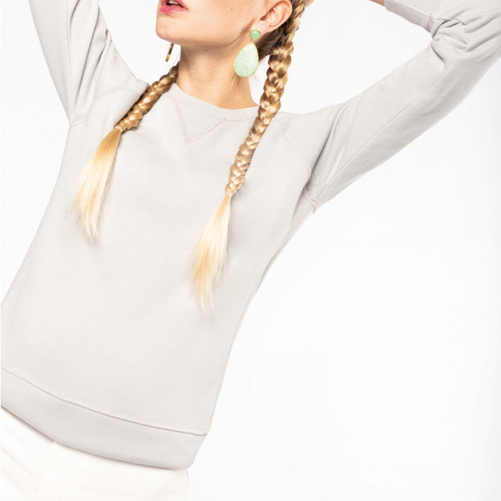 Ladies’ Organic Cotton Crew Neck Raglan Sleeve Sweatshirt - K481