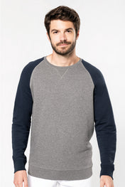 Men's Two-tone Organic Crew Neck Raglan Sleeve Sweatshirt - K491