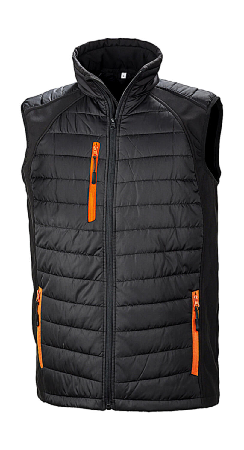 Zwarte Compass Gewatteerde Softshell Bodywarmer - 08533