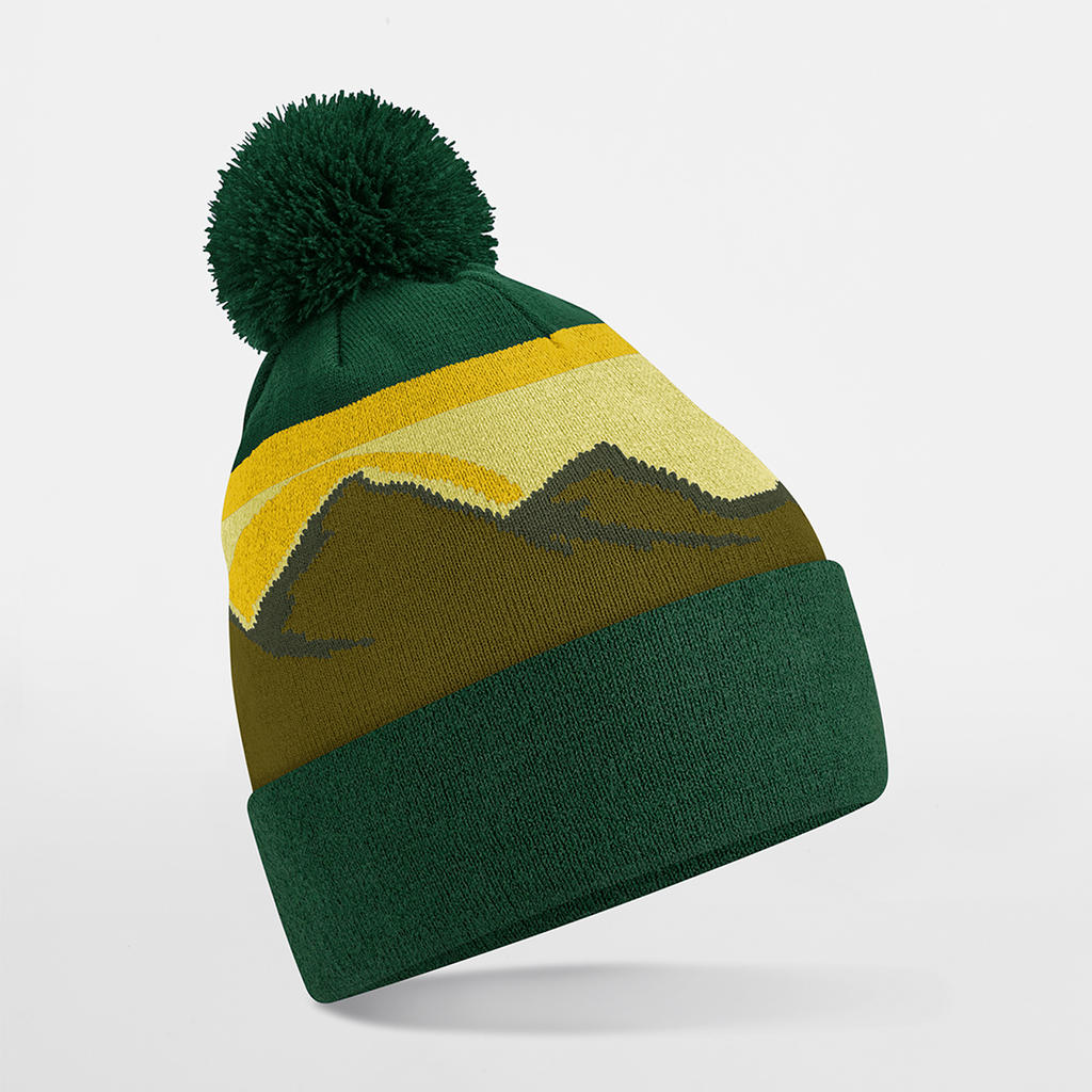 Mountain Peaks Recycled Pom Pom Beanie – Fleece Lined | B395R