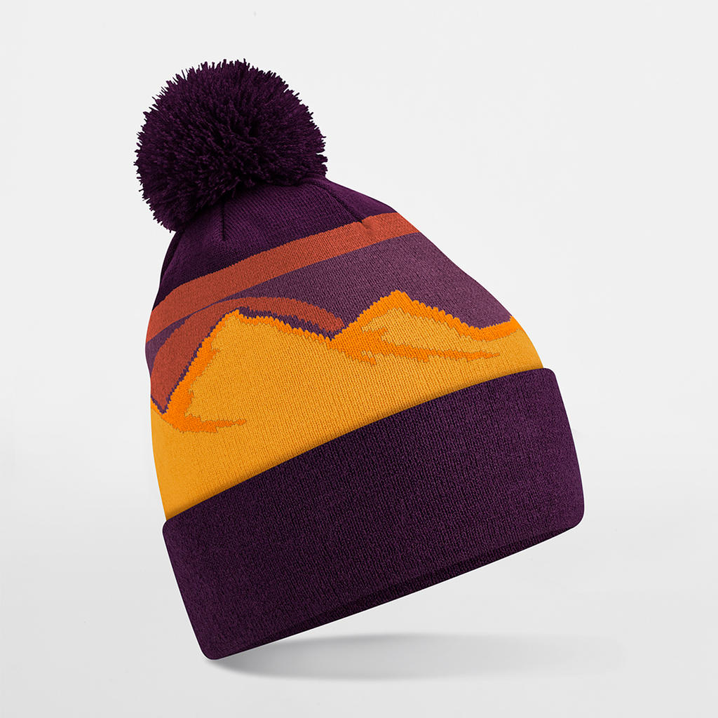 Mountain Peaks Recycled Pom Pom Beanie – Fleece Lined | B395R