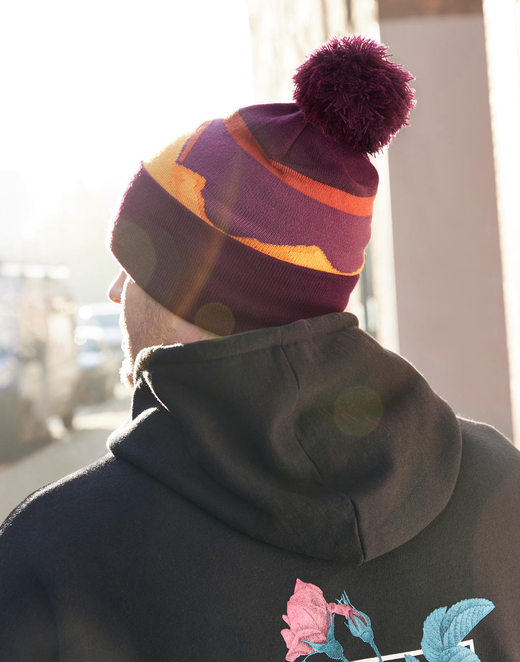 Mountain Peaks Recycled Pom Pom Beanie – Fleece Lined | B395R