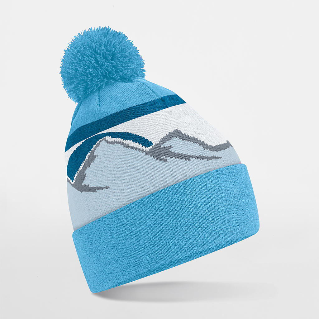 Mountain Peaks Recycled Pom Pom Beanie – Fleece Lined | B395R