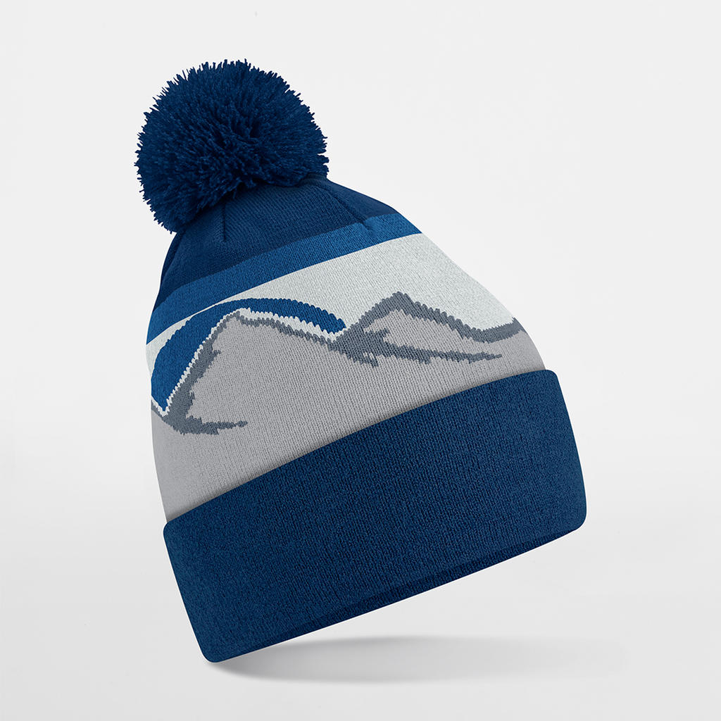Mountain Peaks Recycled Pom Pom Beanie – Fleece Lined | B395R
