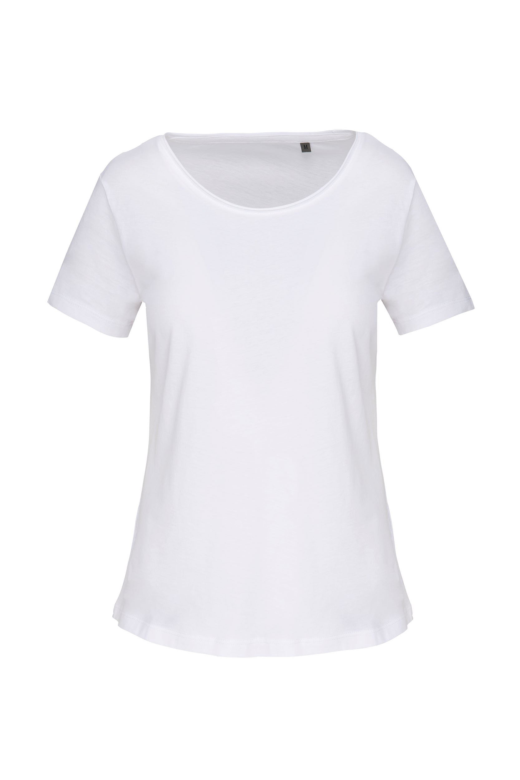 Dames T-shirt met Korte Mouwen van Biologisch Katoen met Ruwe Rand Halslijn - 110 g/m² - K399