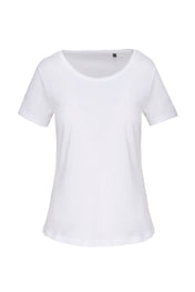 Dames T-shirt met Korte Mouwen van Biologisch Katoen met Ruwe Rand Halslijn - 110 g/m² - K399