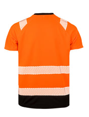 Warnschutz-Sicherheits-T-Shirt aus recyceltem Polyester mit Reflexbesatz | R502X