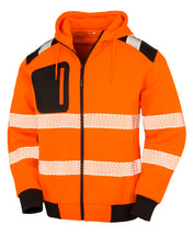 Sudadera de seguridad de alta visibilidad con capucha y cremallera de poliéster reciclado | R503X