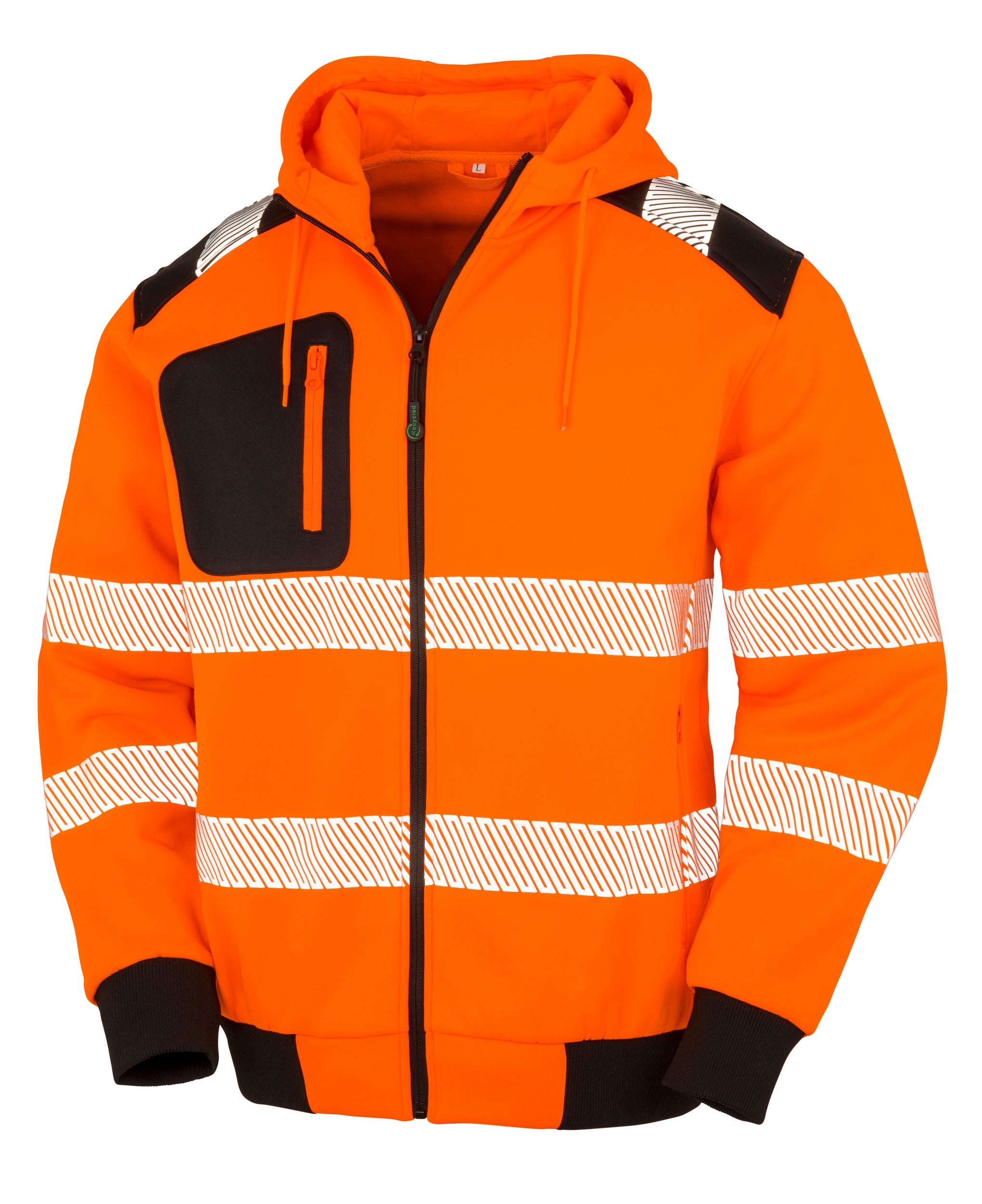 Sudadera de seguridad de alta visibilidad con capucha y cremallera de poliéster reciclado | R503X