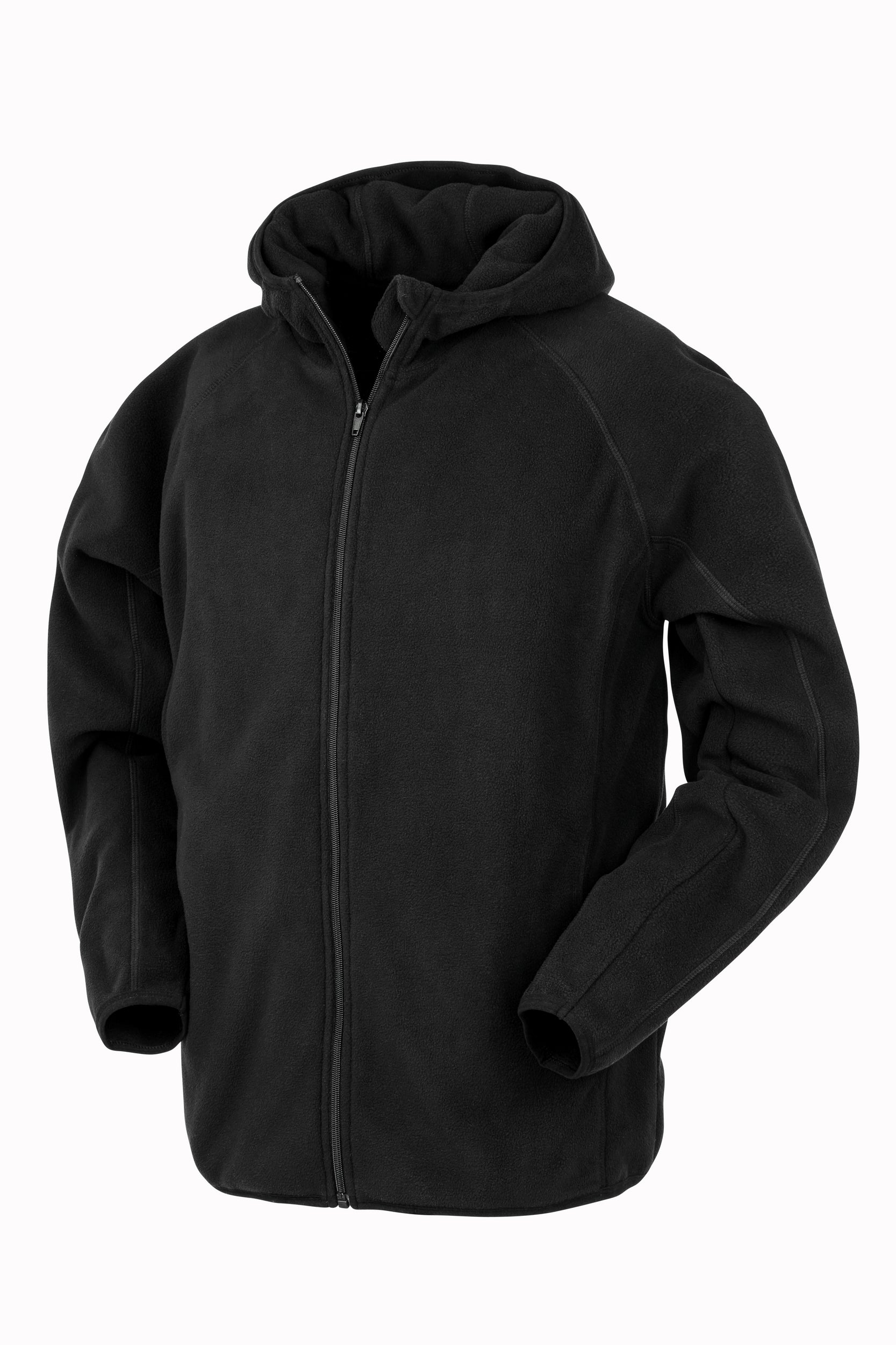 Mikrofleece-Kapuzenjacke aus recyceltem Polyester mit durchgehendem Reißverschluss | R906X