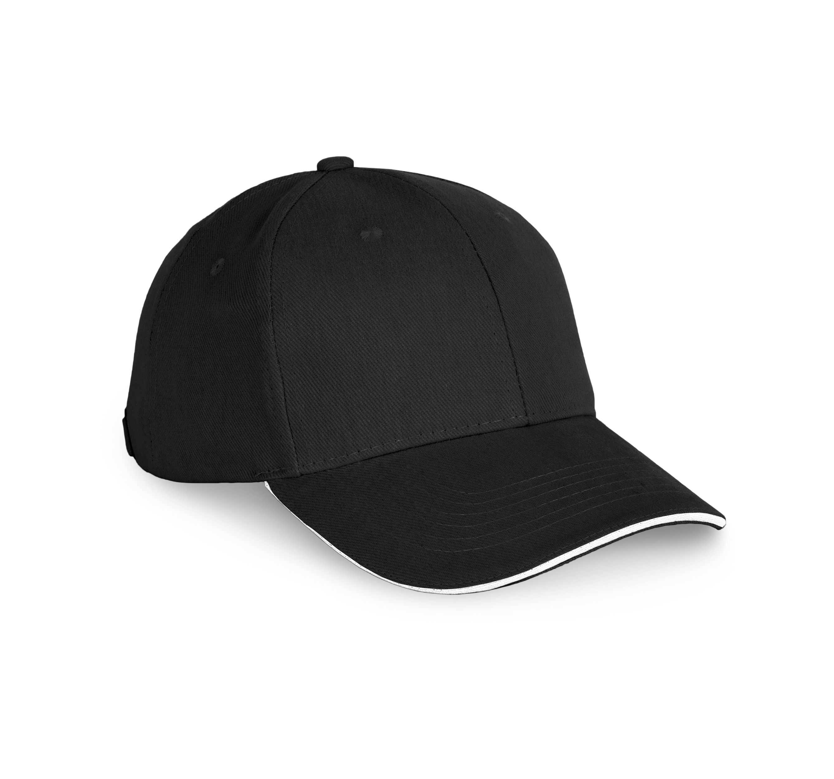 Kappe aus Bio-Baumwolle mit kontrastierendem Sandwich-Schirm - 6 Paneele - KP198