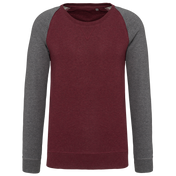 Heren Tweekleurige Organische Ronde Hals Raglanmouw Sweatshirt - K491