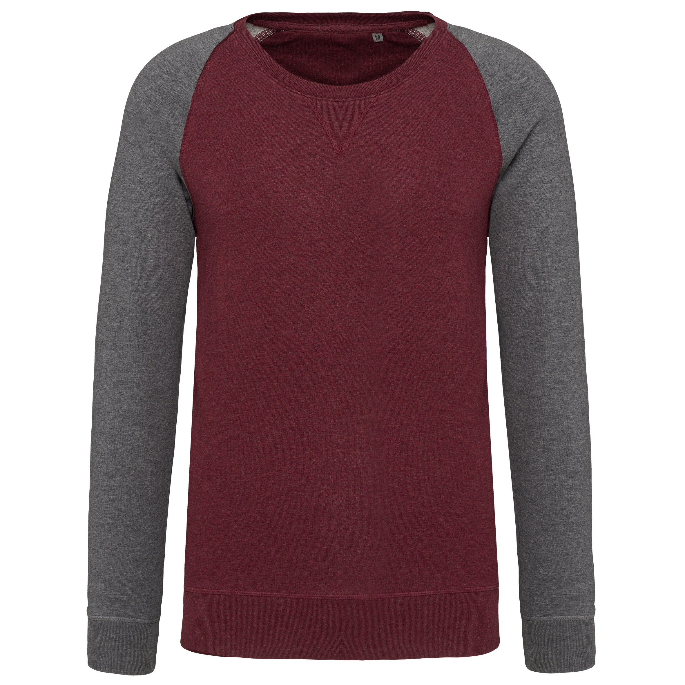Heren Tweekleurige Organische Ronde Hals Raglanmouw Sweatshirt - K491
