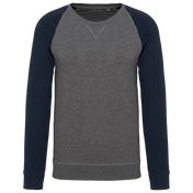 Heren Tweekleurige Organische Ronde Hals Raglanmouw Sweatshirt - K491