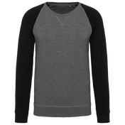 Heren Tweekleurige Organische Ronde Hals Raglanmouw Sweatshirt - K491