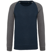 Heren Tweekleurige Organische Ronde Hals Raglanmouw Sweatshirt - K491