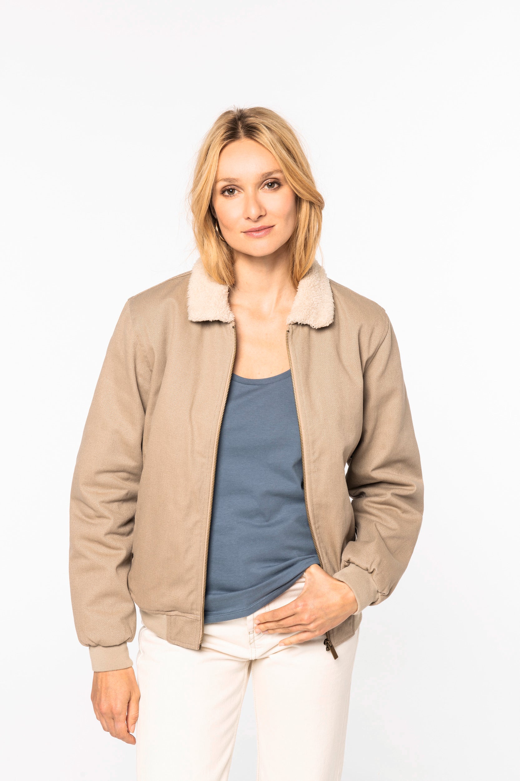 Chaqueta unisex con cuello sherpa ecológica - 380 g/m² - NS612