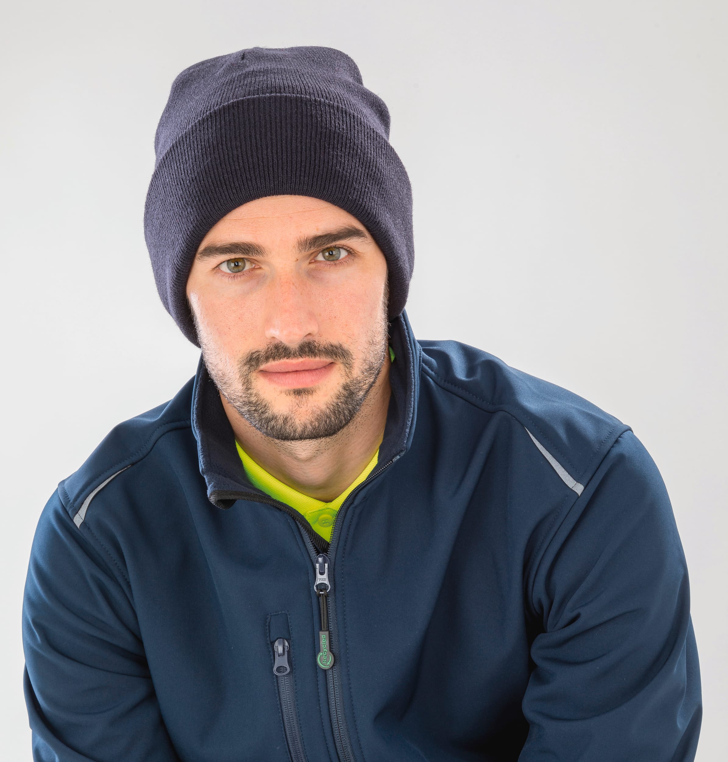 Gorro de doble grosor con vuelta de poliéster reciclado | RC929X