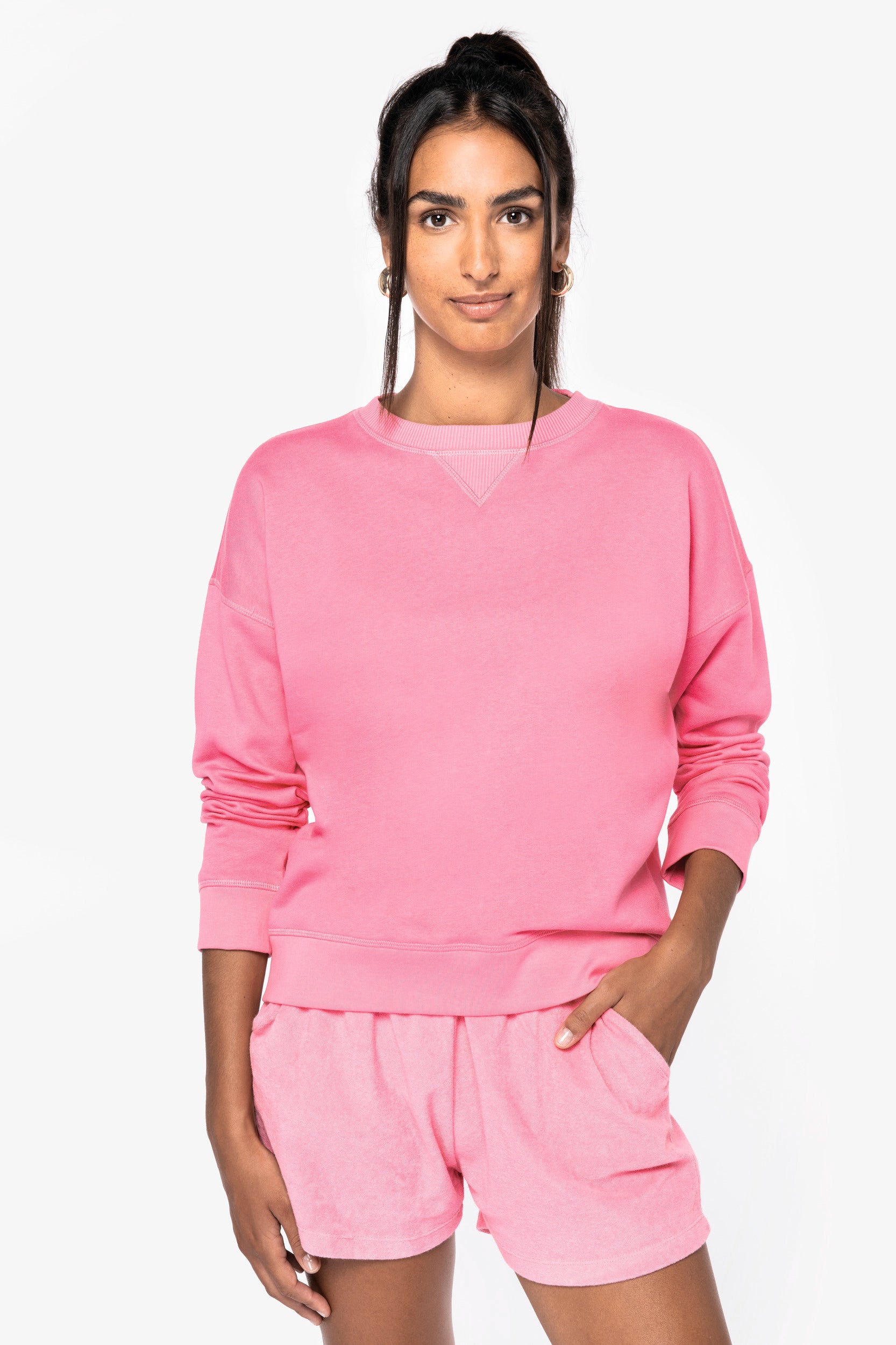 Sudadera de mujer ecorresponsable con hombros caídos - 280 g/m² - NS420