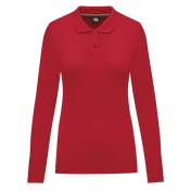 Polo da donna a maniche lunghe in poliestere riciclato e cotone | WK277