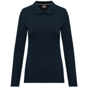 Polo da donna a maniche lunghe in poliestere riciclato e cotone | WK277