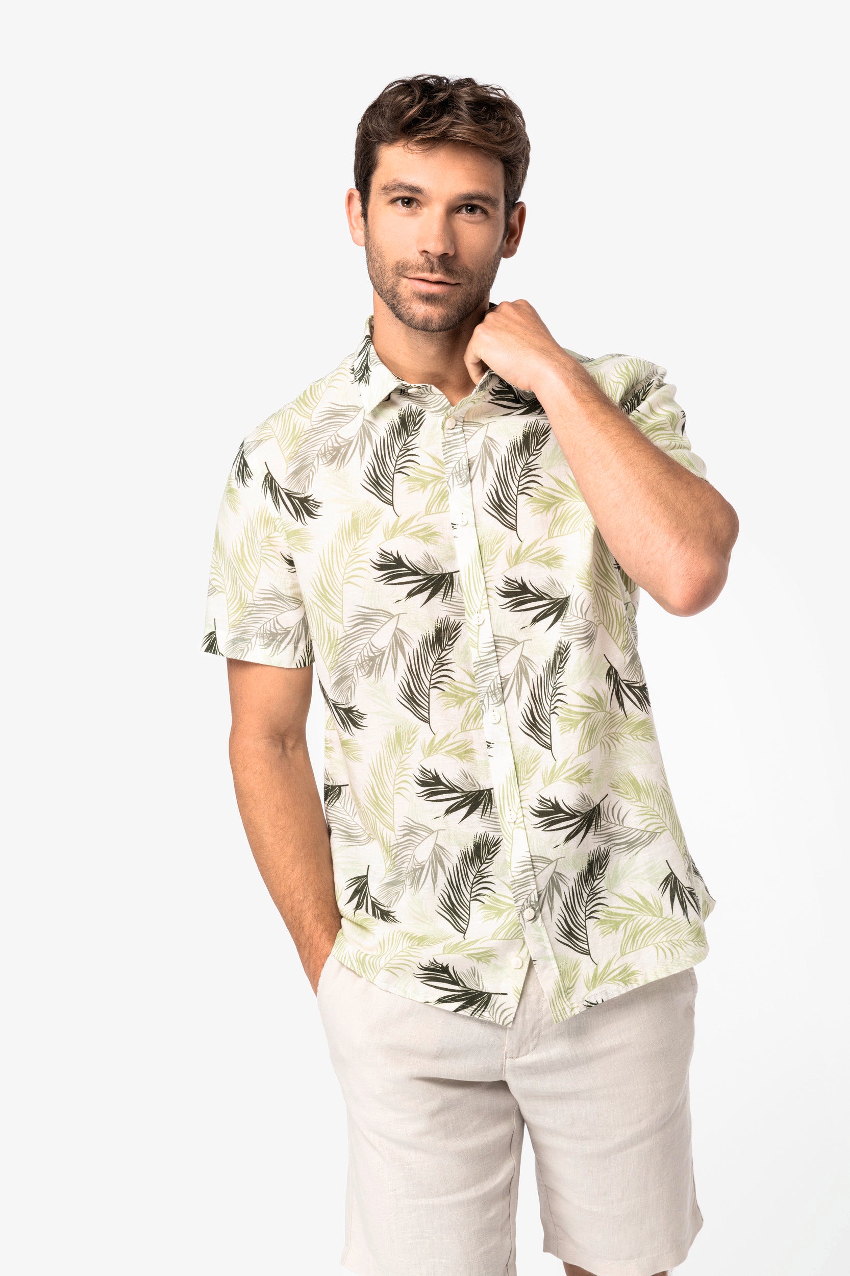 Camisa con estampado vegetal ecológica para hombre - NS530