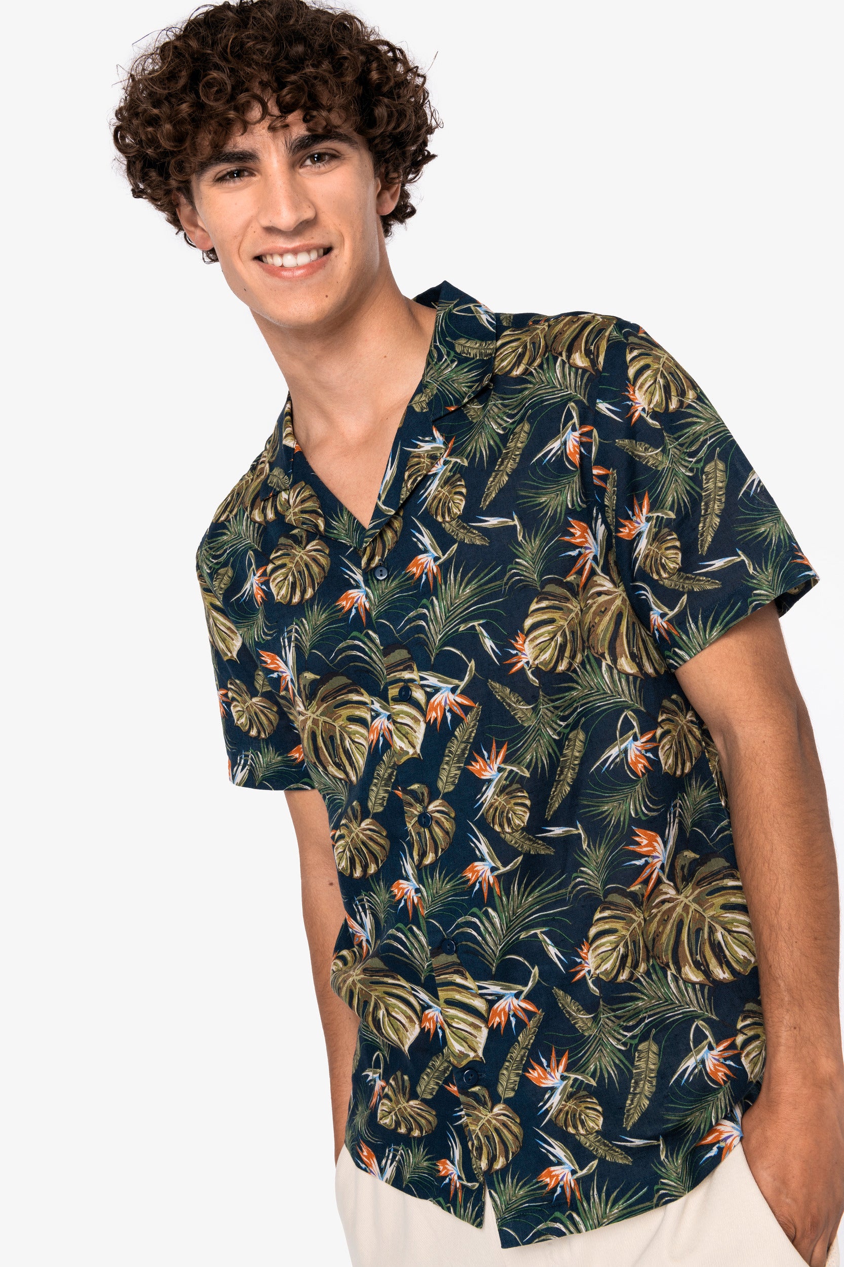 Camisa con estampado hawaiano ecológica para hombre - NS529