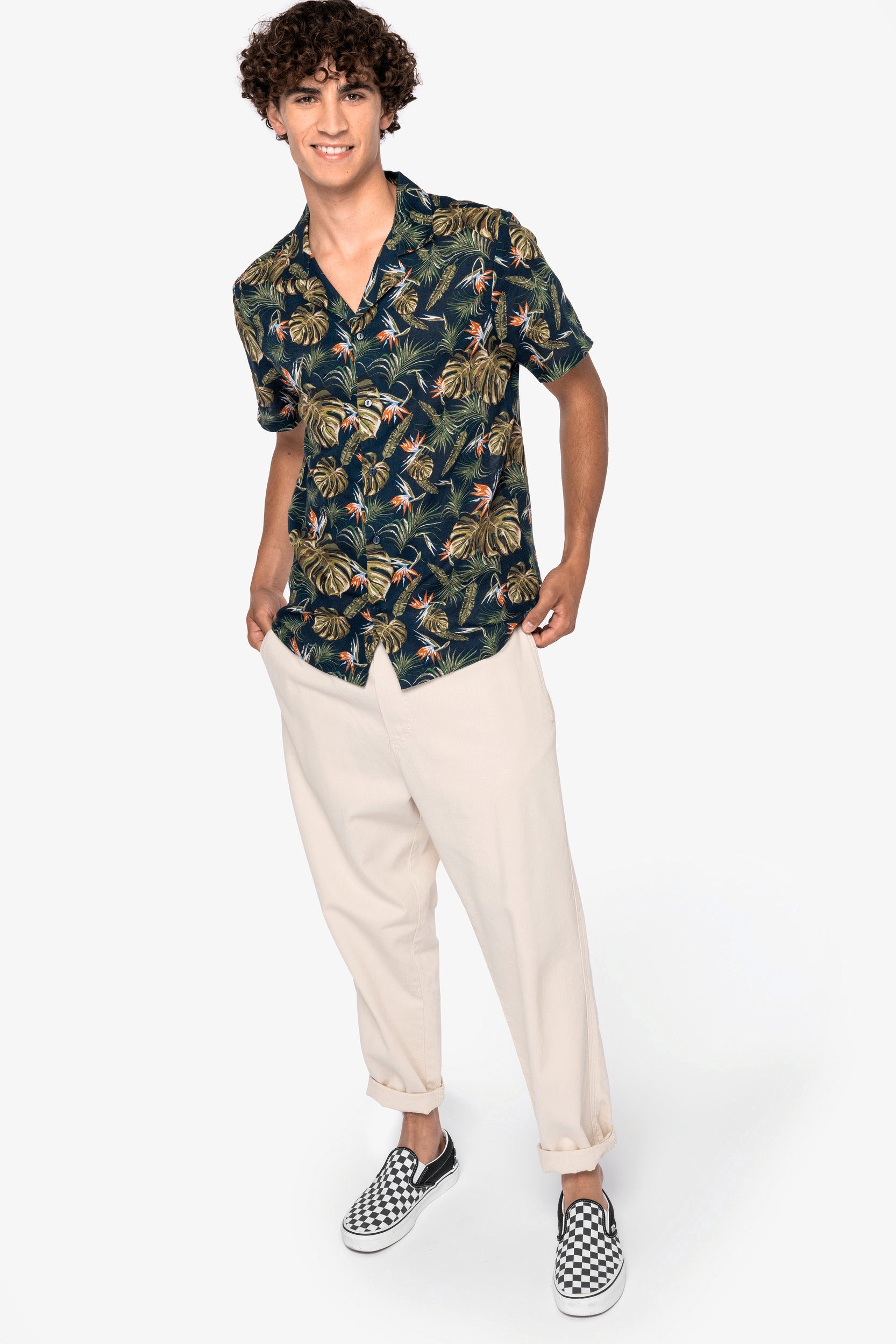 Camisa con estampado hawaiano ecológica para hombre - NS529