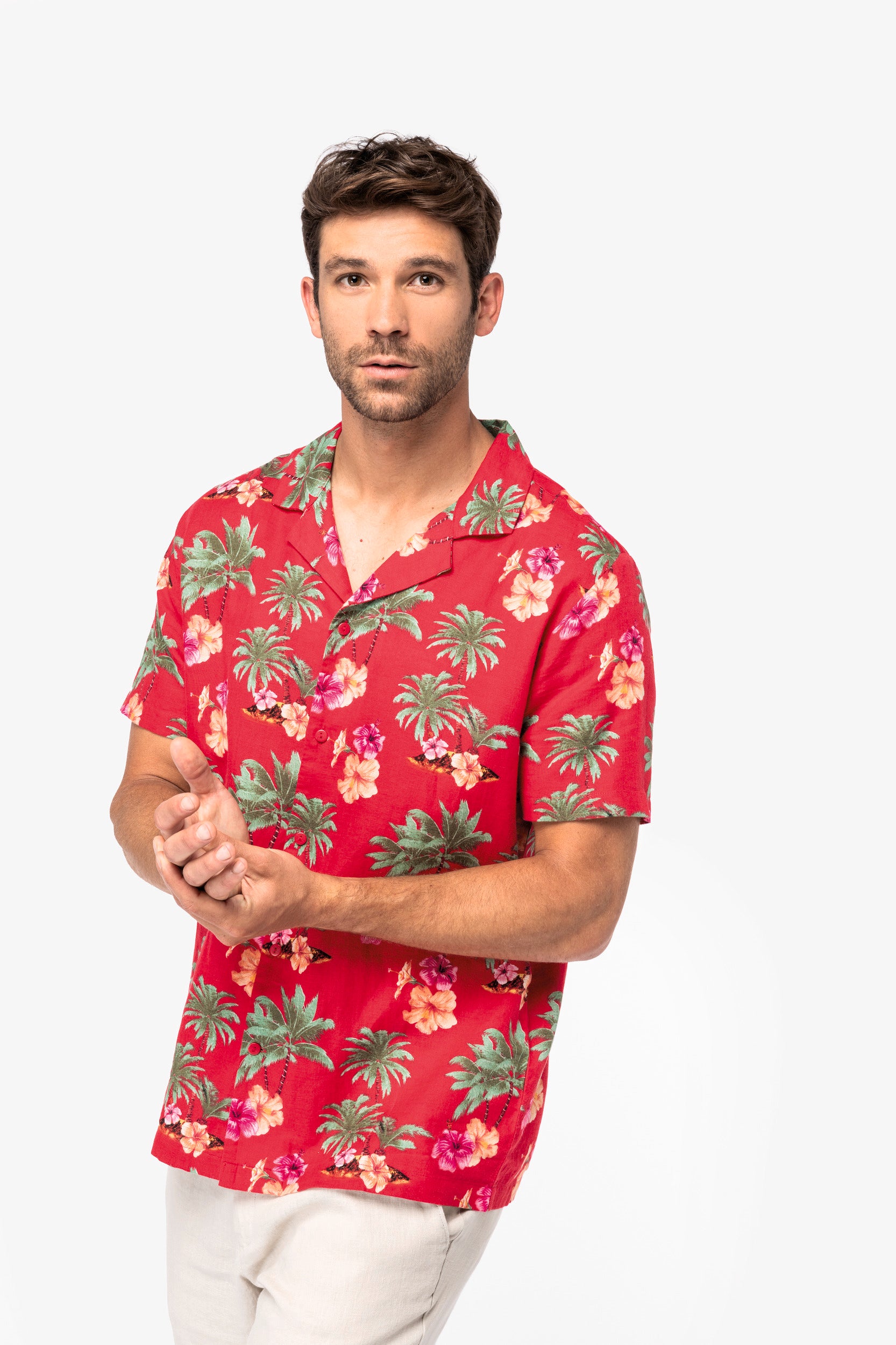 Camisa con estampado hawaiano ecológica para hombre - NS529