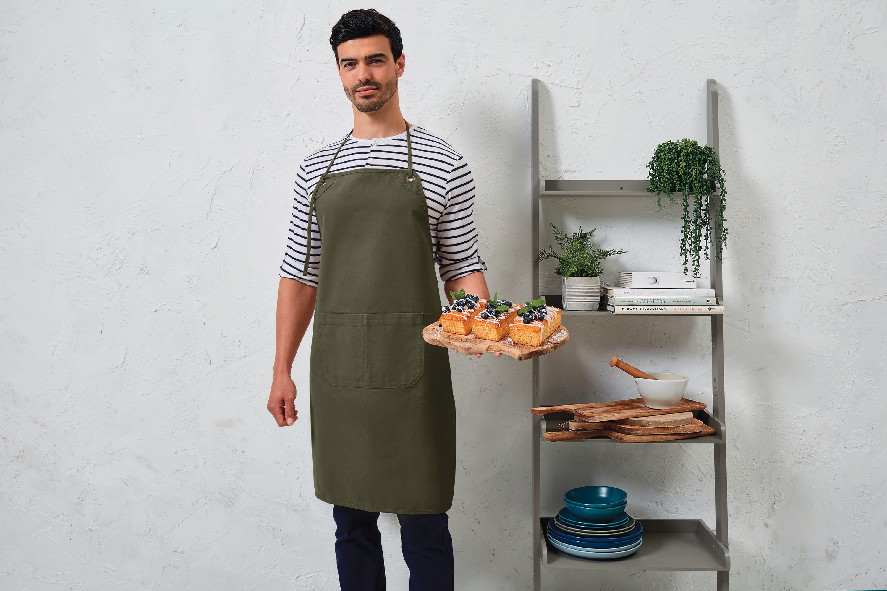 Tablier à bavette en toile à double poche en coton et polyester recyclé | PR181