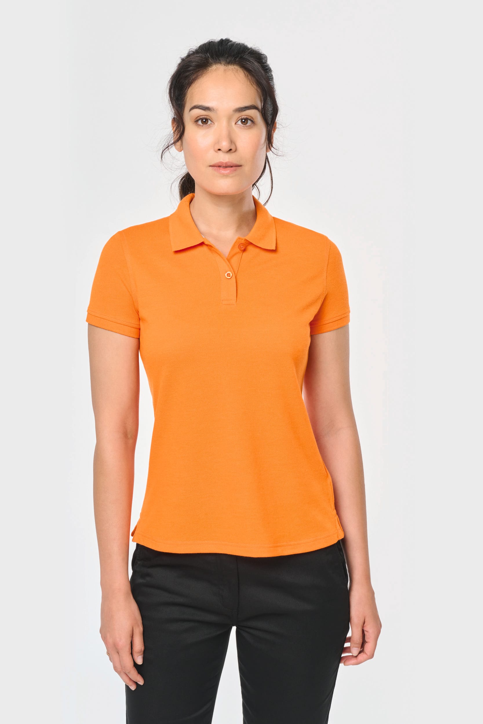 Women's Short-Sleeved Piqué Polo Shirt in Recycled Polyester and Cotton | WK275