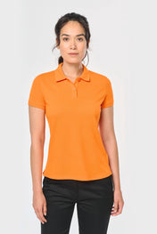 Women's Short-Sleeved Piqué Polo Shirt in Recycled Polyester and Cotton | WK275