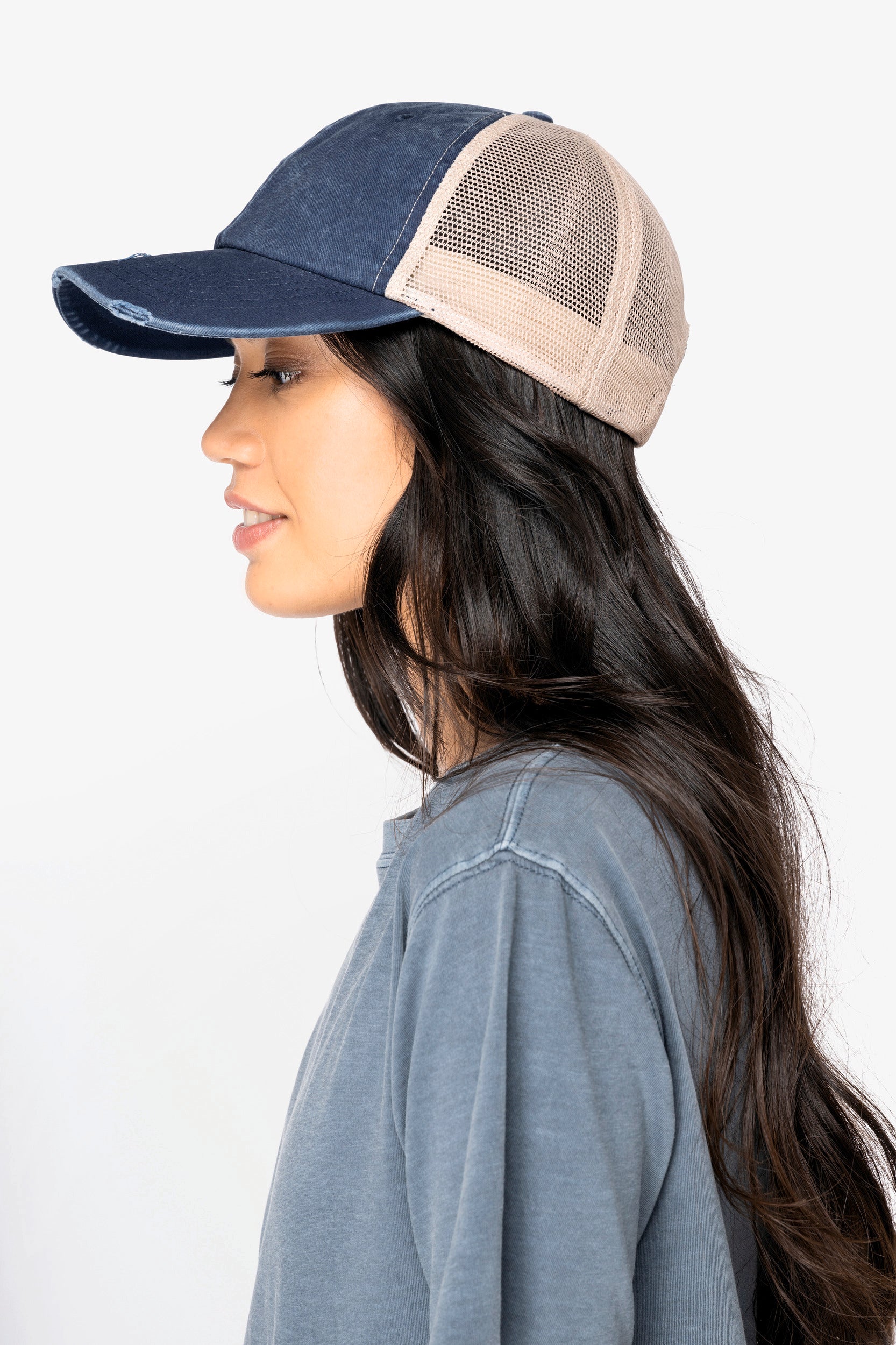 Eco-friendly Unisex Ripped Effect Trucker Cap - NS027