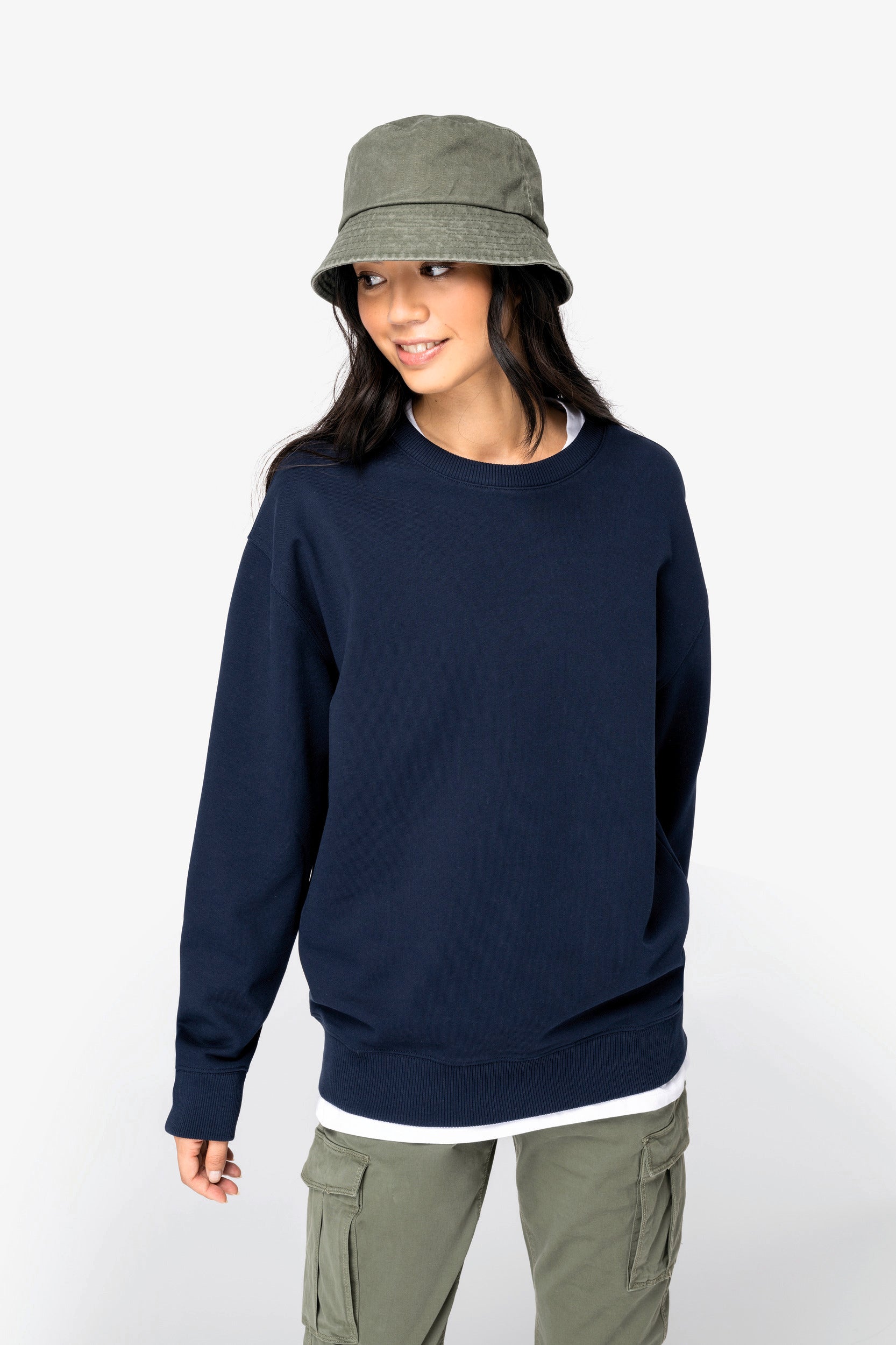 Sudadera unisex de felpa francesa ecológica con hombros caídos y cuello redondo - 400 g/m² - NS430