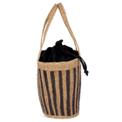 Striped Basket Bag with Drawstring in Seagrass - 26 L | KINS135