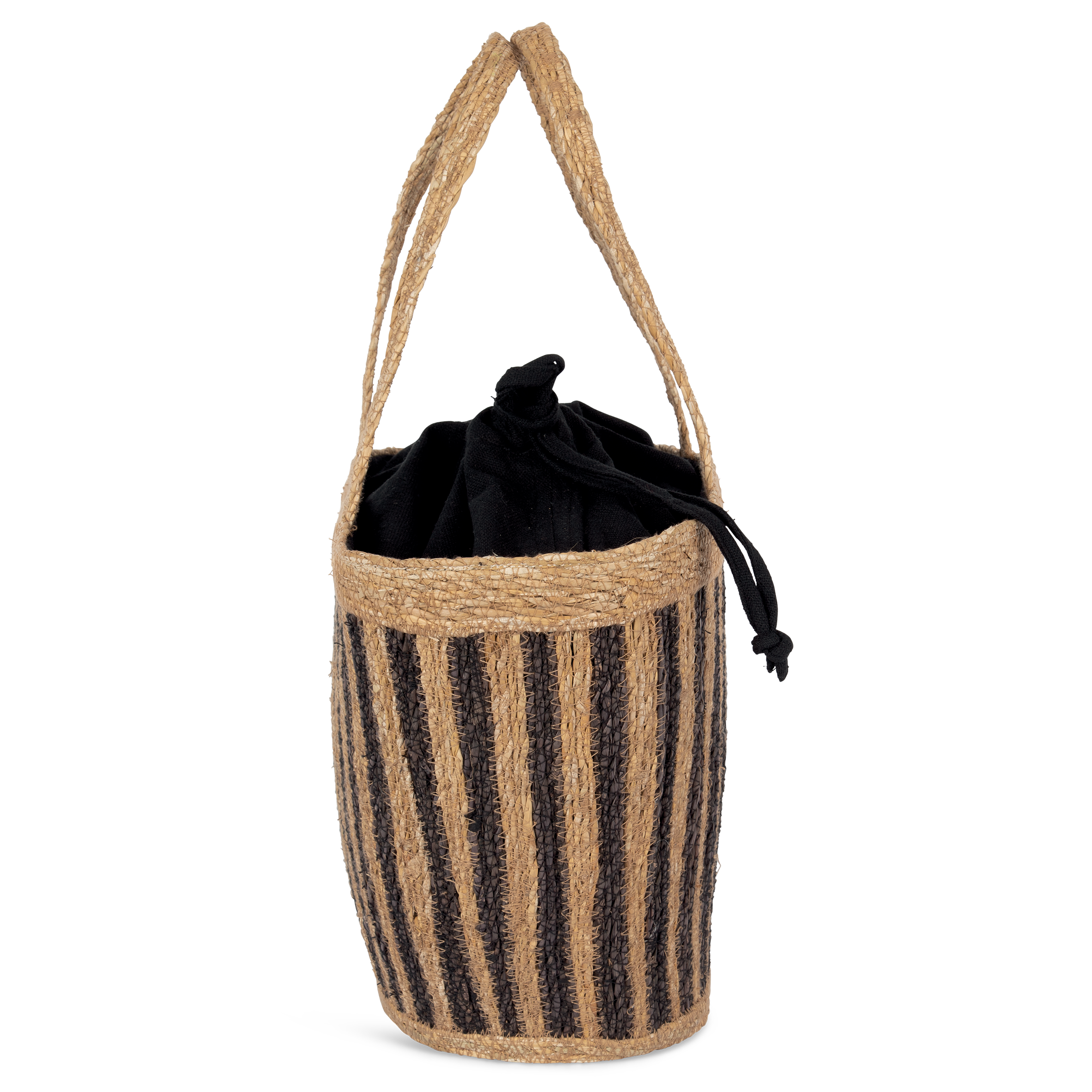 Striped Basket Bag with Drawstring in Seagrass - 26 L | KINS135