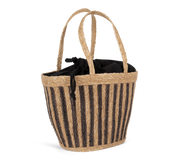 Striped Basket Bag with Drawstring in Seagrass - 26 L | KINS135