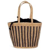 Striped Basket Bag with Drawstring in Seagrass - 26 L | KINS135