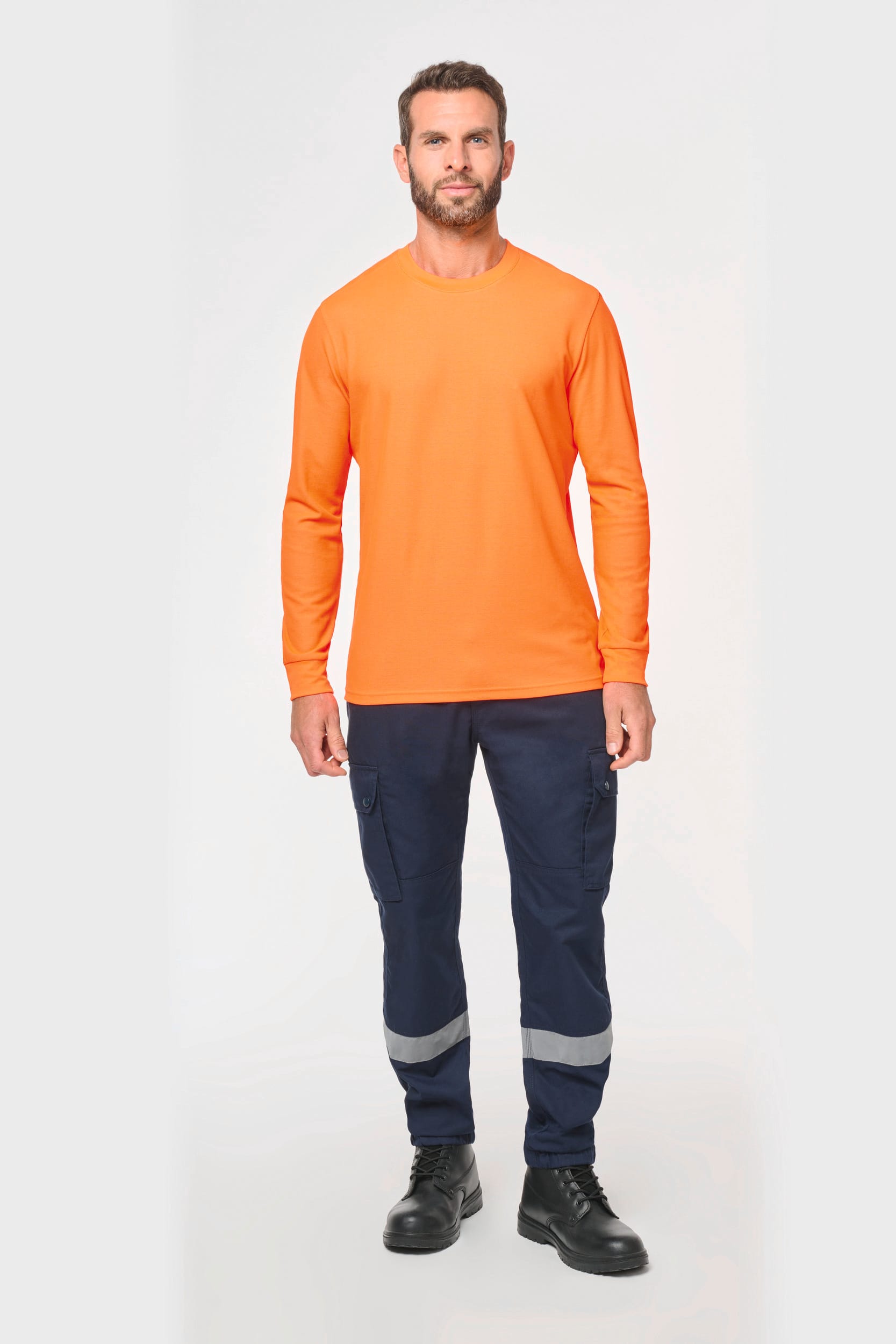 Camiseta fluorescente unisex de manga larga de algodón y poliéster reciclado | WK318