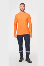 Camiseta fluorescente unisex de manga larga de algodón y poliéster reciclado | WK318