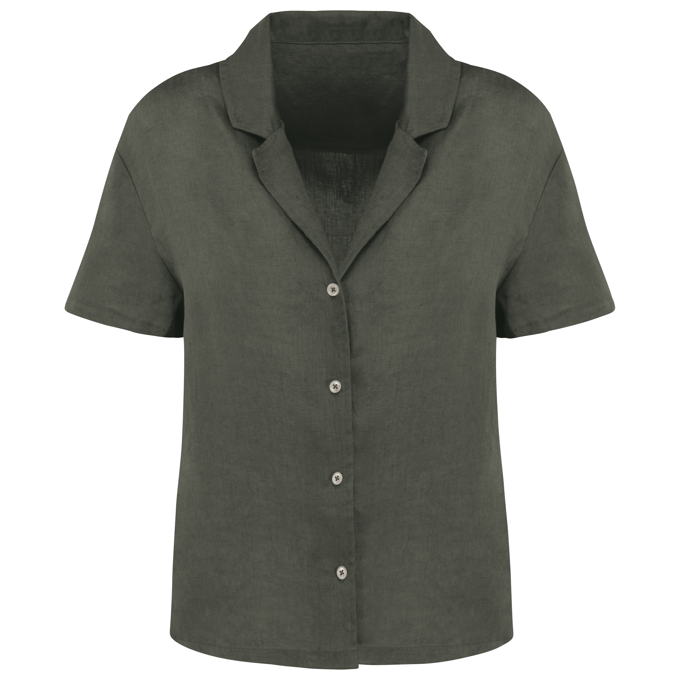 Spasso SP523 - Ladie's Linen Bowling Collar Short-sleeved Shirt