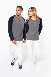Sweat-shirt à manches raglan bicolore en coton biologique pour homme - K491