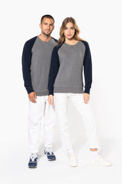 Sweat-shirt à manches raglan bicolore en coton biologique pour homme - K491