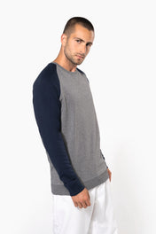 Sweat-shirt à manches raglan bicolore en coton biologique pour homme - K491