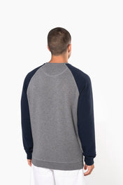 Sweat-shirt à manches raglan bicolore en coton biologique pour homme - K491