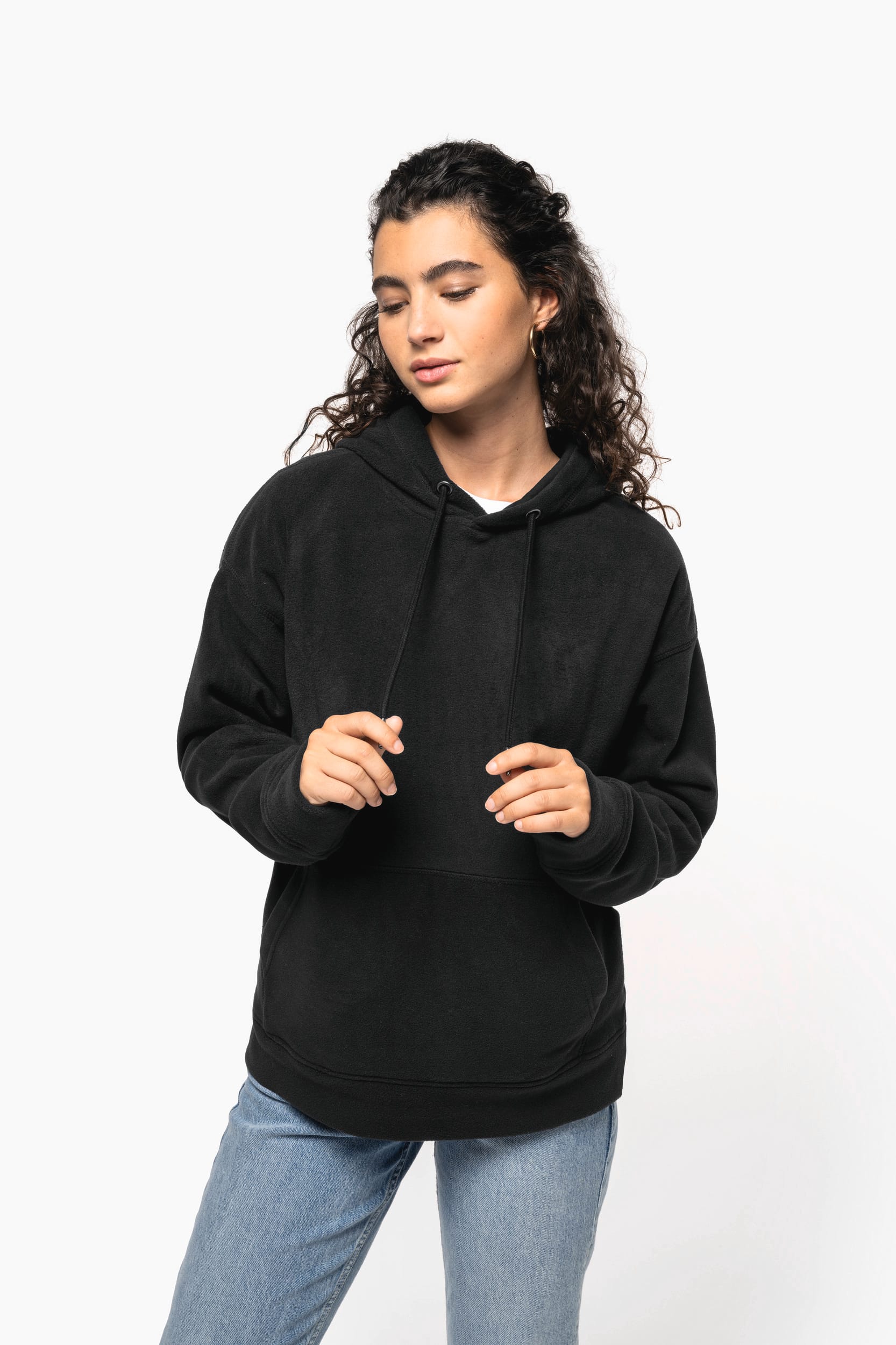 Sudadera con capucha unisex de polar polar reciclado de gran tamaño - K949