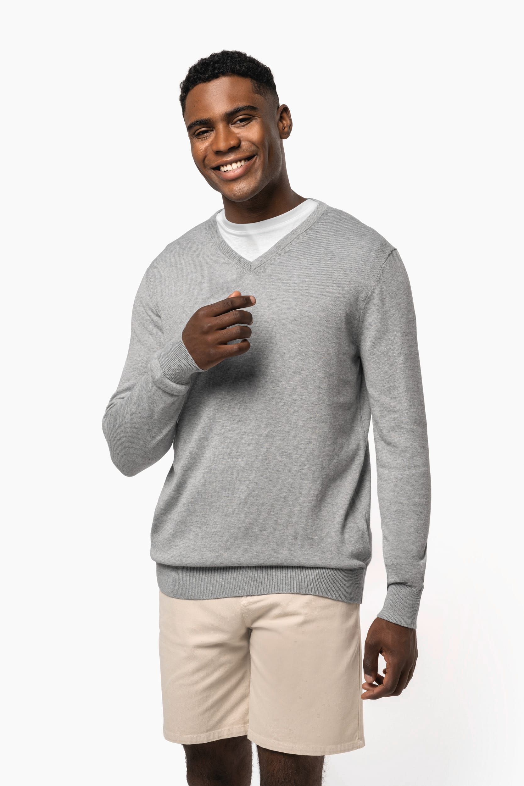 Pull col en V écologique pour homme - 270 g/m² - K980