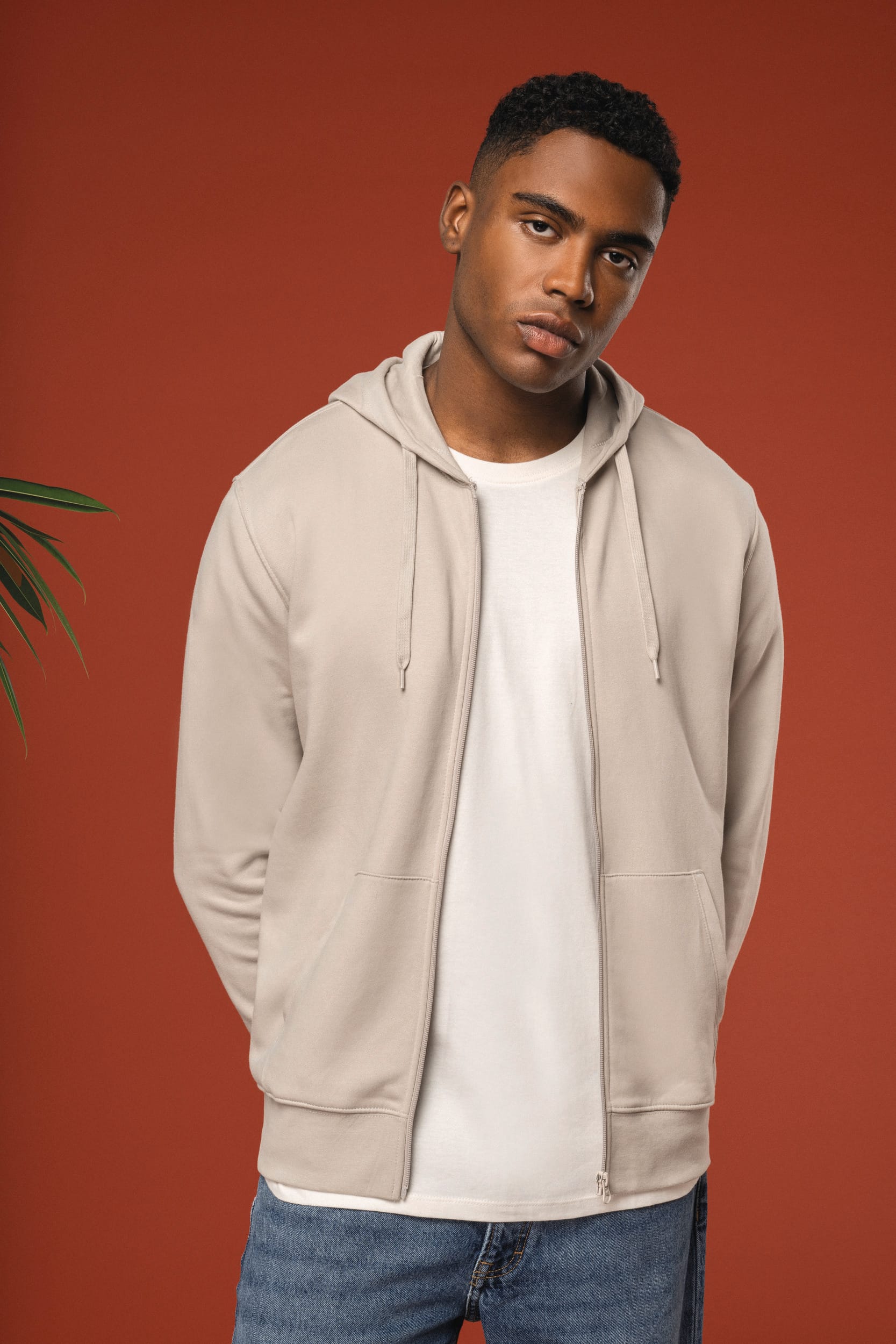 Sweat à capuche écologique pour homme avec zip - 280 g/m² - K4030